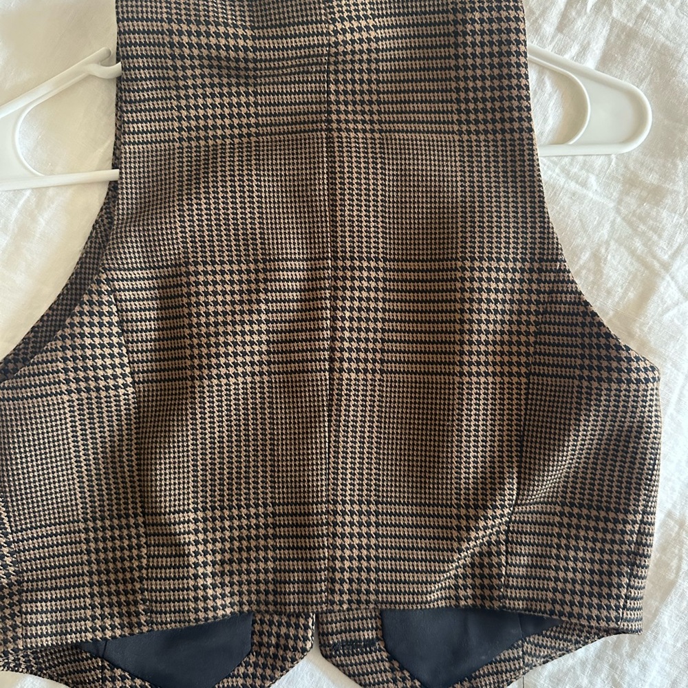 Alice + Olivia Brown Houndstooth Women's Suit Vest - Picture 3 of 4